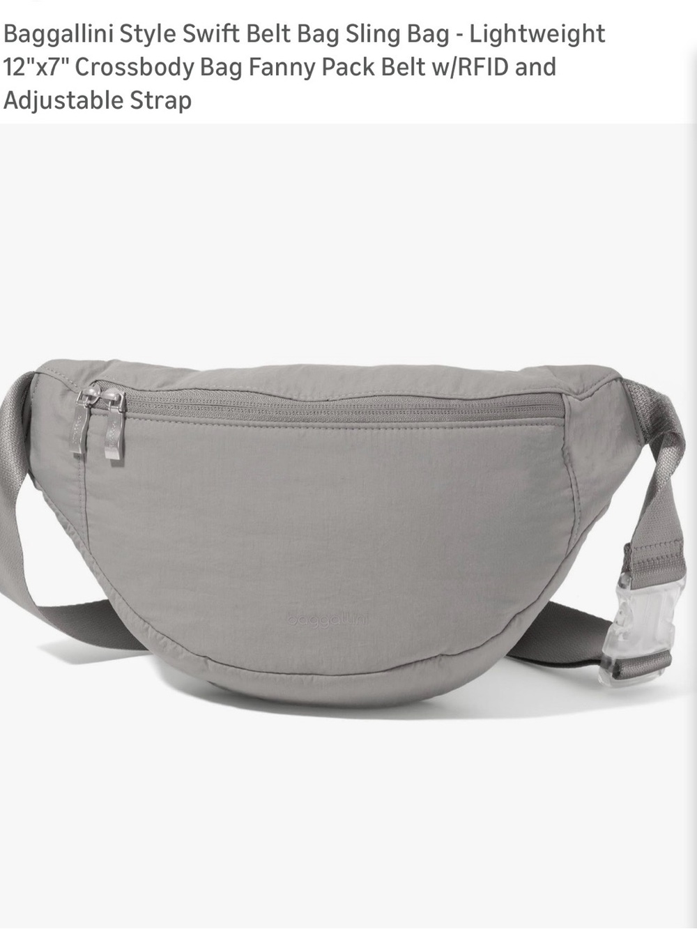 Baggallini Light Gray Swift Belt Bag Sling